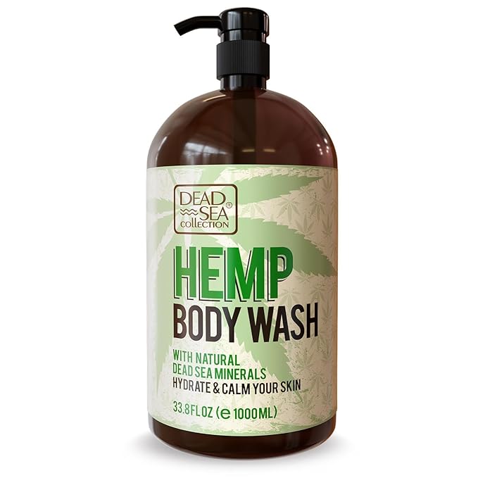 Dead Sea Collection Hemp Body Wash for Women and Men – Hemp Oil Infused with Dead Sea Minerals – Moisturizing Shower Gel for Dry & Sensitive Skin – 33.8 fl oz