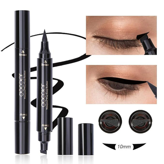 docolor Eyeliner Stamp Double-sided Liquid Winged Eye Liner Pen Waterproof Smudgeproof Long Lasting Wing Original Eyeliner Pen(1PC,Black)