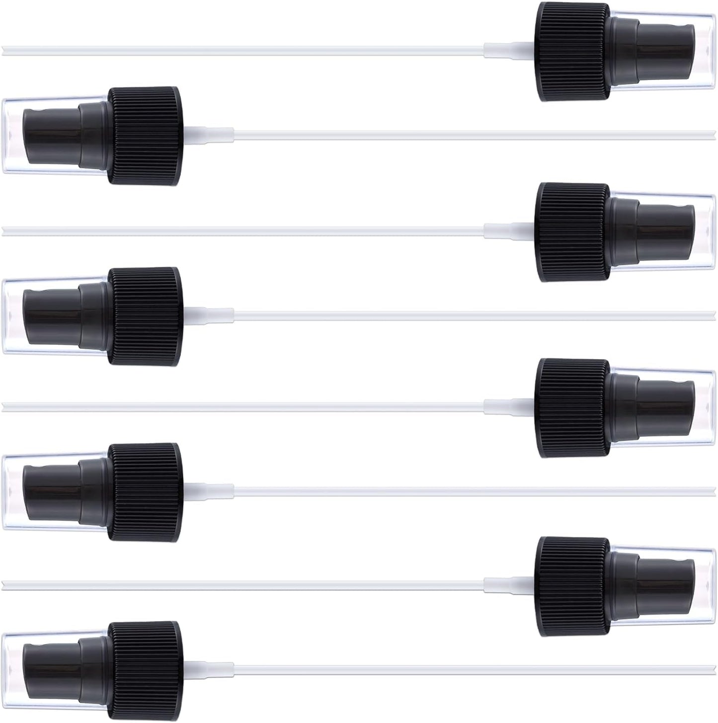 8pcs Sprayer Top Caps, Fine Mist Nozzle Replacement with 5.9" Dip Tube, 24/410 Plastic Sprayer Pump for Perfumes Cleaning Solution- Black