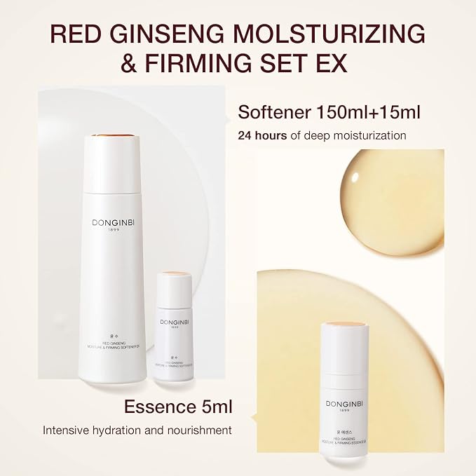 Donginbi Red Ginseng Moisturizing & Firming Set EX, Anti-Aging Korean Skin Care, Routine Kit for Smooth, Radiant Skin by KGC