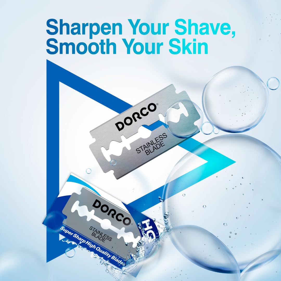 Dorco ST300 Platinum Extra Double Edge Razor Blades 100 Count, Premium Stainless Steel Shaving Blades, Super Sharp for Smooth, Precise Shave
