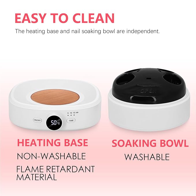 Electric Nail Soaking Bowl, Adjustable Temperature 86°F-140°F, Soak off Bowl Manicure Bowls Nail Soaking Dip Powder Acrylic Nails Gel Polish Remover Machine, White