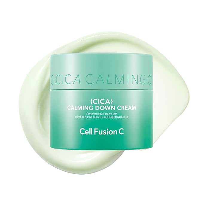 Cell Fusion C Calming Down Cream, CICA, Redness Relieving Moisturizer for Sensitive Skin, Green Color Correcting, Centella Asiatica, 50ml / 1.69 fl.oz