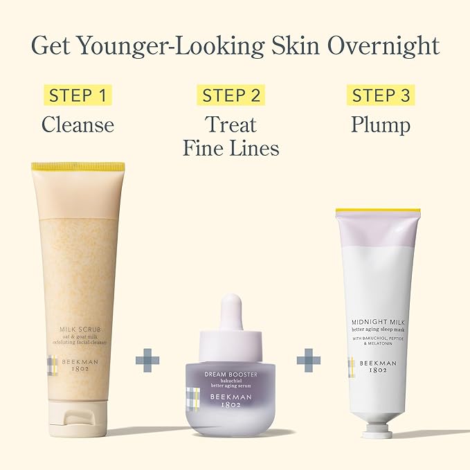 Beekman 1802 Dream Booster Bakuchiol Face Serum - Retinol Alternative for Sensitive Skin - Fine Lines & Pore Minimizer - Vegan - Fragrance Free -0.5 fl oz