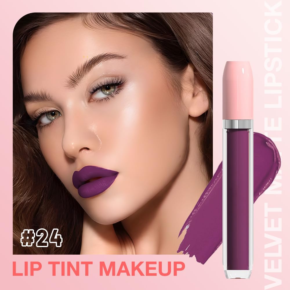 BINGBRUSH Super Matte Longwear No-Budge Stay On Smudge Proof Liquid Lipstick Long Lasting Makeup for Women,Highly Pigmented Color and Instant Shine, Cheeky