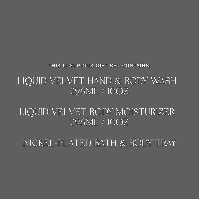 Antica Farmacista Liquid Velvet Acrylic Bath & Body Gift Set - Moisturizing Scented Lotion - Premium Hand Wash - With Silver Tray - Mother's Day Skincare Gift - Hand & Skin Hydration - Liquid Velvet