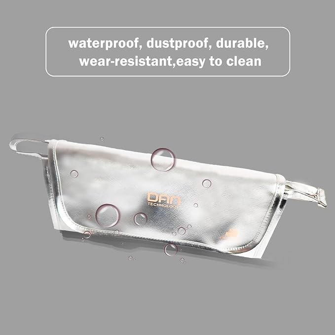 DAN Technology Hair Tools Travel Bag, 12.5 x 5.5 x 5.5 inches, Silver - Heat Resistant Mat, Protective Pad, Hanging Rope, Portable Design, Ideal for Hair Dryer, Curling Iron, Flat Iron, Straighteners