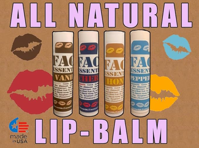 All natural Lip Balms. 4 Pack