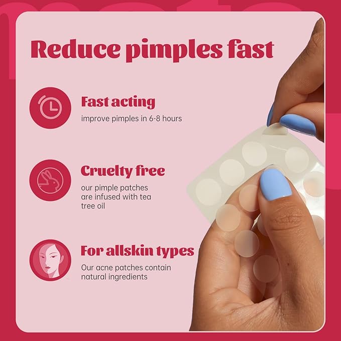 194pc Pimple Patches (192+2 Patches),3 Size with 2 Nose Hydrocolloid Acne Patches with Tea Tree Oil