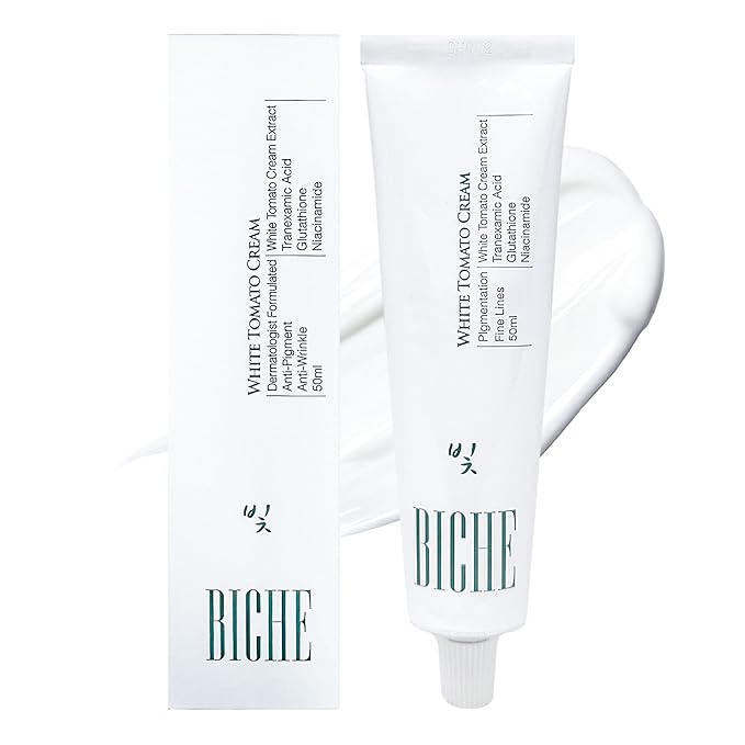 BICHE Dermatologist Formulated White Tomato Cream with Niacinamide, Tranexamic Acid, Glutathione Face Cream 50ml - Anti-Aging, Dark Spot Corrector, 100hrs Deep Hydration