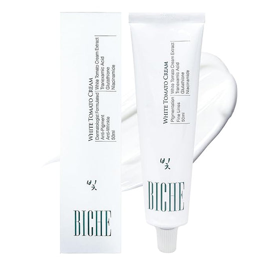 BICHE Dermatologist Formulated White Tomato Cream with Niacinamide, Tranexamic Acid, Glutathione Face Cream 50ml - Anti-Aging, Dark Spot Corrector, 100hrs Deep Hydration