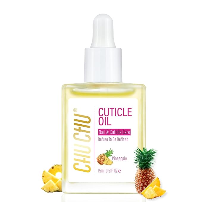 CHUCHU Organic Cuticle Oil for Nails: Pineapple Jojoba Nail Oil with Vitamin B & E - Moisturizes Repairs and Promotes Nail Growth - Prevents Dryness Hangnails and Chapped Skin 15ML