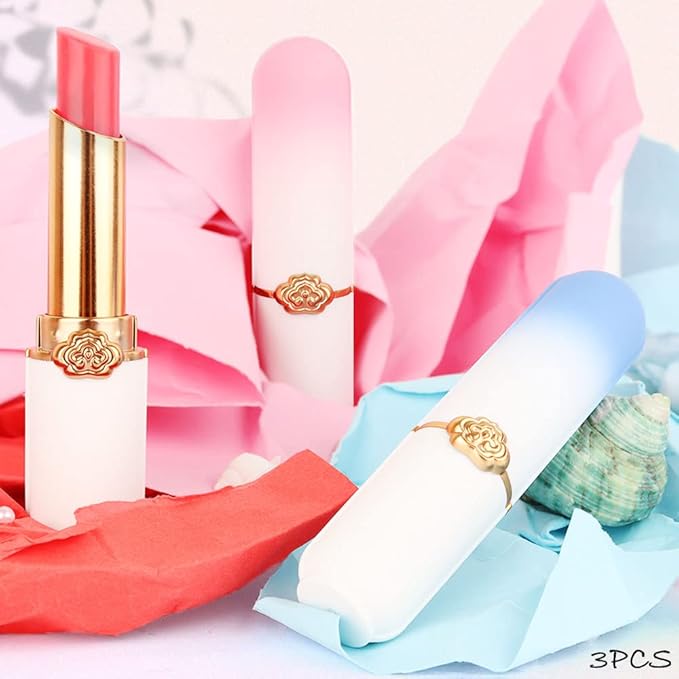 BINGBRUSH Peach Color Changing Lipstick,Moisturizer Long Lasting Lip Care Lip Balm Magic Lip Gloss Lip Tint Stain Gloss Set for Women (3 pcs Peach + Strawberry + Blueberry Lipstick)