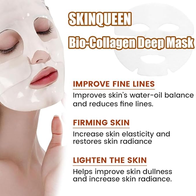 Bio Collagen Face Mask Overnight, Bio-Collagen Deep Collagen Anti-Wrinkle Lifting Mask Korean Skin Care Face Mask Sheet, Improve Moistur, Elasticity and Wrinkle (6Pcs)