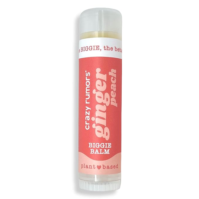 Crazy Rumors Biggie Ginger Peach Flavored All Natural, Plant Based Lip Balm to Moisturize and Nourish your Lips - Ginger Peach tube 0.6 oz (4x Larger than standard 0.15 oz lip balm)
