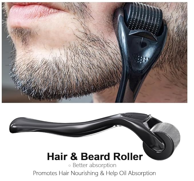 Derma Roller 0.25mm Beard Roller Ficial Roller Microneedle Micro Needle Roller 540 Titanium for Men and Women Home Use Microneedling Roller Dermaroller Skin Care Tool