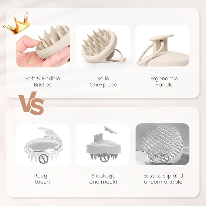 AIMIKE Scalp Massager Shampoo Brush, 100% Soft Silicone Scalp Scrubber, Scalp Exfoliator Brush for Dandruff Removal, Scalp Massager for Hair Growth, Wet Dry Hair Massager Shampoo Brush, Oatmeal