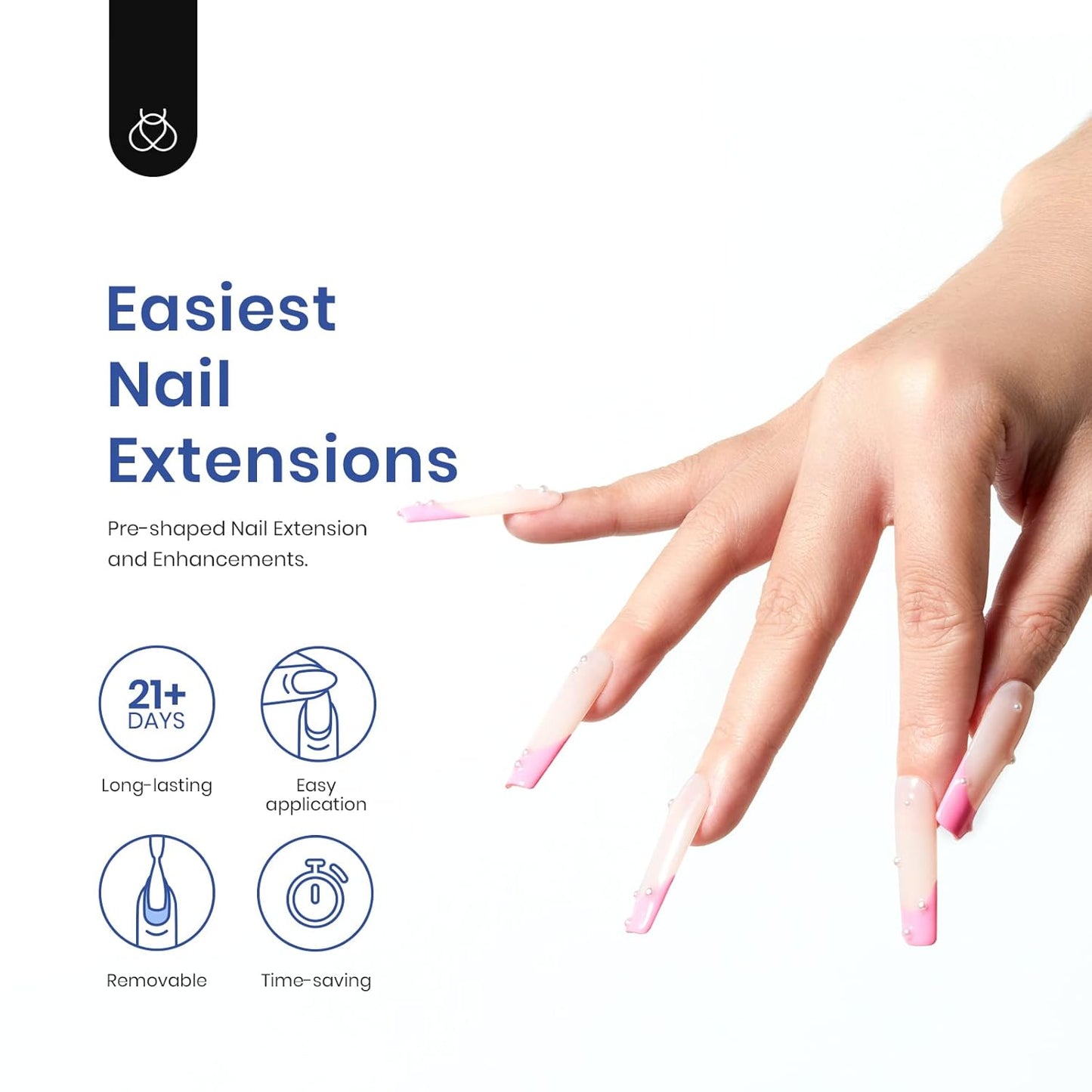 Beetles Gel Nail Kit Easy Extension Set, 240 PCS Long Square Gel Nail Tips Full Cover With 5 In 1 Nail Glue Base Gel and Innovative Uv Led Lamp Easy DIY Gift for Women
