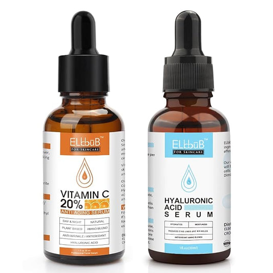 Anti Aging Vitamin C Serum Hyaluronic Acid Serum Set - with Hyaluronic Acid, Skin Care Set Boost Skin Collagen,Hydrate & Plump Skin, Anti Aging & Wrinkle Facial Serum