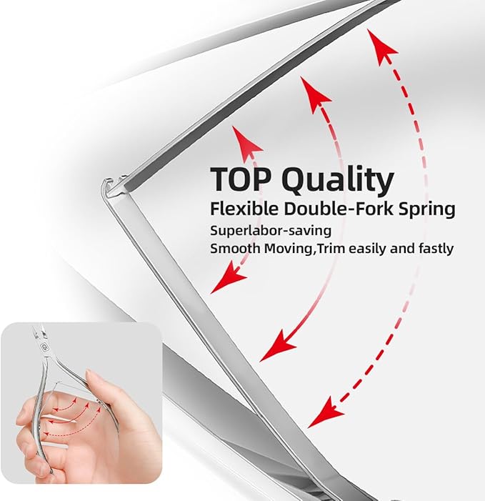 Cuticle Trimmer 3/4 Jaw Extremely Sharp Cuticle Nippers Scissors Stainless Steel Clippers Cutter Remover Pedicure Manicure Nail Tool, cuticle pusher (Cuticle Nippers/Silver-b)