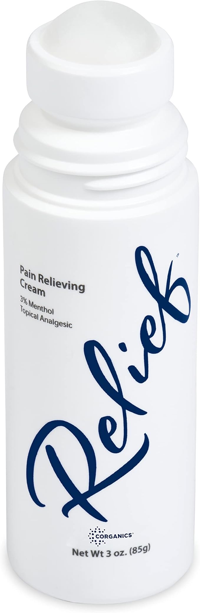 Topical Pain Relief Cream Natural Essential Oil Based Knee Joint Back Leg Feet Foot Hands Arthritis - Roll-on, 3 oz.