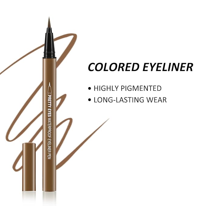 Boobeen 2pcs Liquid Eyeliner Pen, Matte Eye Liner with Precision Tip, Long Lasting Eyeliner Pencil for Bold Eye Makeup, Glides on Smoothly
