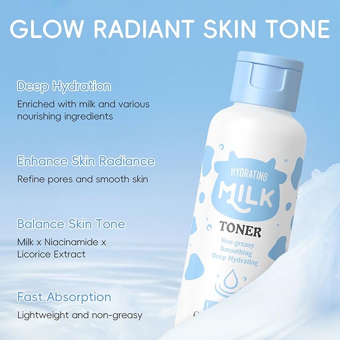 10 In 1 Milk Skincare Products, Milk Skin Care For Teens 10-12 Girls, Natural Skincare For Girls 10-12 Gift Set With Cleanser,Eye Cream,Toner,Serum,Face Moisturiser, Skin Care For Kids