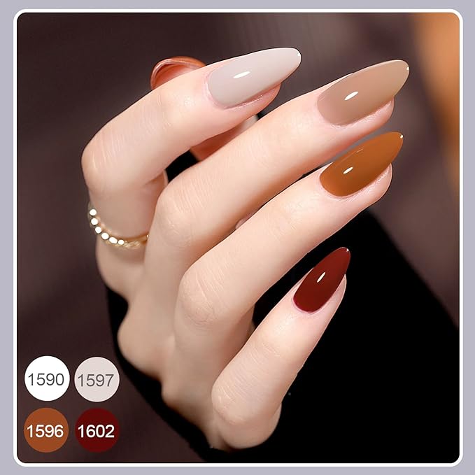 GAOY 42 Pcs Gel Nail Polish Kit, Pink White Red Jelly Nude Colors All Seasons Gel Nail Polish Set with Glossy & Matte Top Coat and Base Coat for Salon and DIY Manicure at Home
