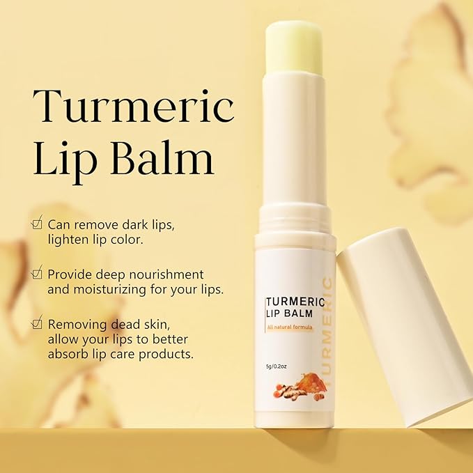 2 Pcs Turmeric Lip Balm for Dark Lips, Natural Lip Lightening Moisturizer Lip Scrub for Smokers Dark Lip, Lip Balm for Exfoliating, Hydration, Softening