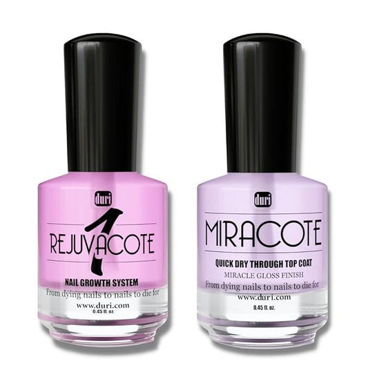 duri Rejuvacote 1 Original Maximum Strength Nail Growth System Base, Top Coat and Miracote Quick Dry Top Coat Combo