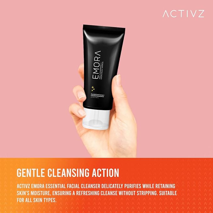 ACTIVZ Emora Essential Facial Cleanser - Gentle Hydration with MultiMoist CLR Complex, Aloe, Matricaria, and Rosemary Extracts - 85ml