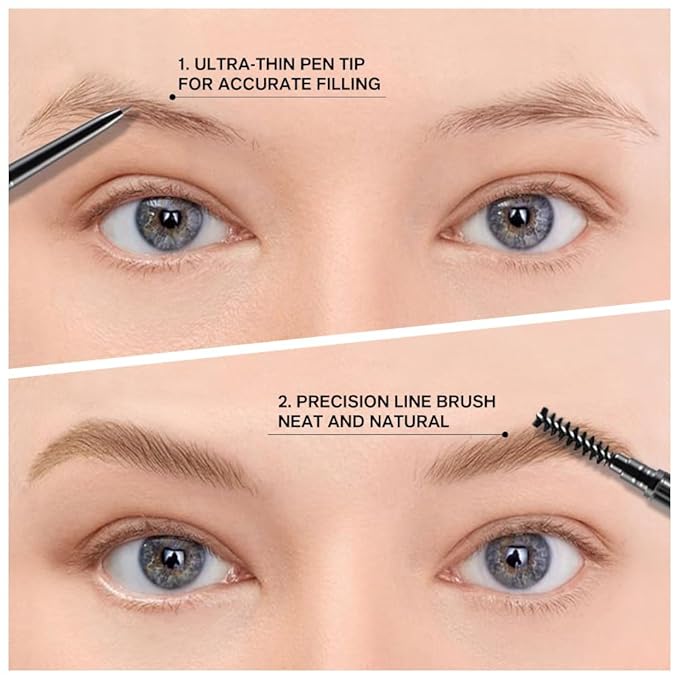 5 Pcs Waterproof Dual-Sided Fine Tip Eye Brow Precise Pencils Pack,Ultra-Fine Mechanical Sticks,Draws Tiny Brow Hairs, Defines, Fills, Shapes,Contours,Combs,1mm Pen Point(Pack of 5)-Light Brown