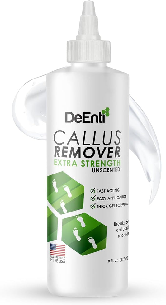 DeEnti Callus Remover for Feet, Extra Strength Foot Callus Remover Gel, 8oz Salon Grade Home Pedicure Supplies for Dry Skin, Cracked Heel, Professional Strength Foot Care, Unscented