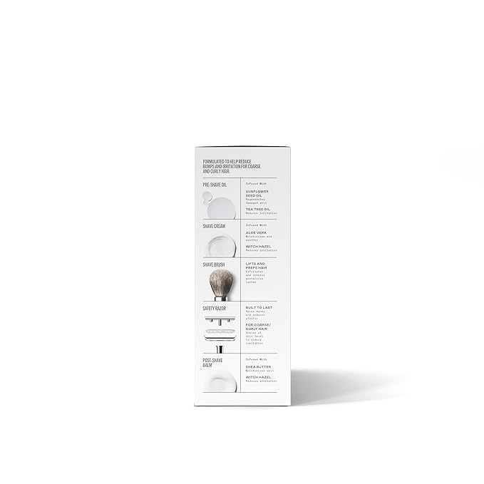 Bevel Shaving Kit for Men, Includes Safety Razor with 40 Replacement Blades, Luxury Shaving Brush, Pre Shave Oil, Shave Cream and Balm (Packaging May Vary)