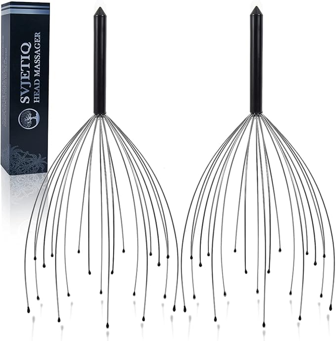 2 Pack Head Massager Scalp Massager 20 Fingers Handheld Head Massager Scalp Stress Relax for Deep Relaxing, Stocking Stuffers and Gadgets for Men