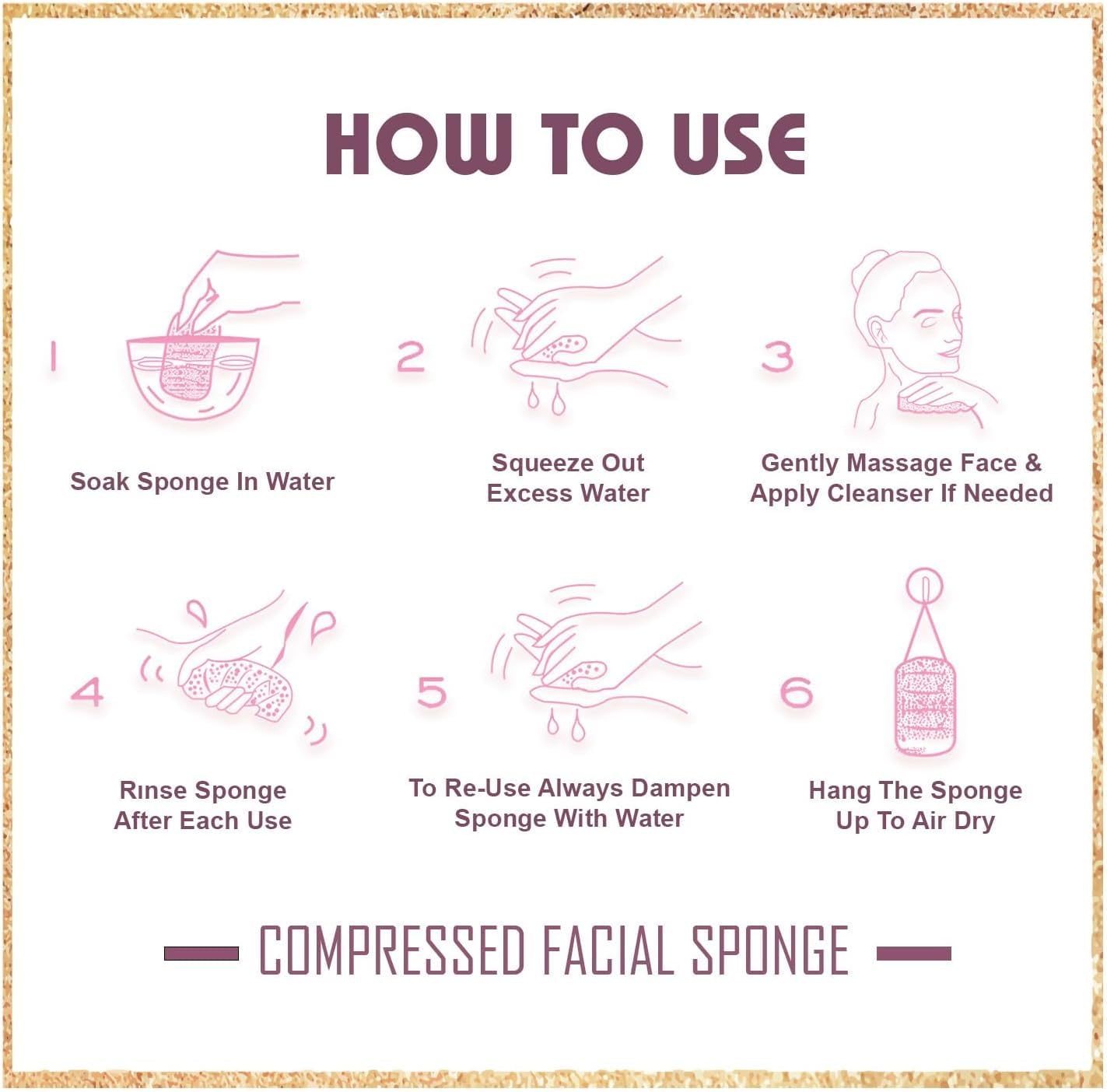 60-Count Compressed Facial Sponges | Makeup Remover Sponge | 100% Natural Cosmetic Spa Sponges for Facial Cleansing | Exfoliating Mask | Face Scrubber (Drop)