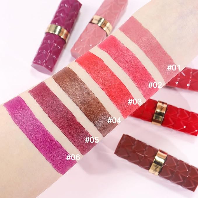 6Pcs Nude Pink Brown Ruby Red Wine Red Purple Matte Lipstick Set for Women Long Lasting Waterproof Moisturizing Lipsticks for Older Women 24 Hours Lip Stick Lip Stain Makeup Gift Kit,Lip Makeup Vegan