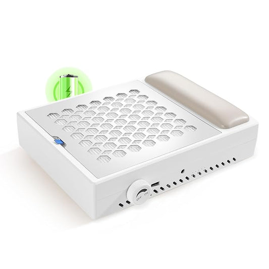 Cordless Nail Dust Collector,Brushless Turbo Fan Dust Collector Nail Tech 30pcs Cotton Filter,Rechargeable Dust Suction Machine for Acrylic Gel Polish Manicure at Salon&Home