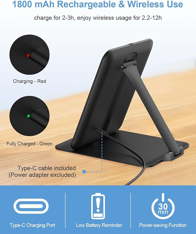 Gospire Travel Makeup Mirror with Lights and Magnification 10X, Portable Make Up Compact Tabletop with Adjustable Stand, 3 Colored Light Rechargeable Lighted LED Cosmetic Vanity- Black