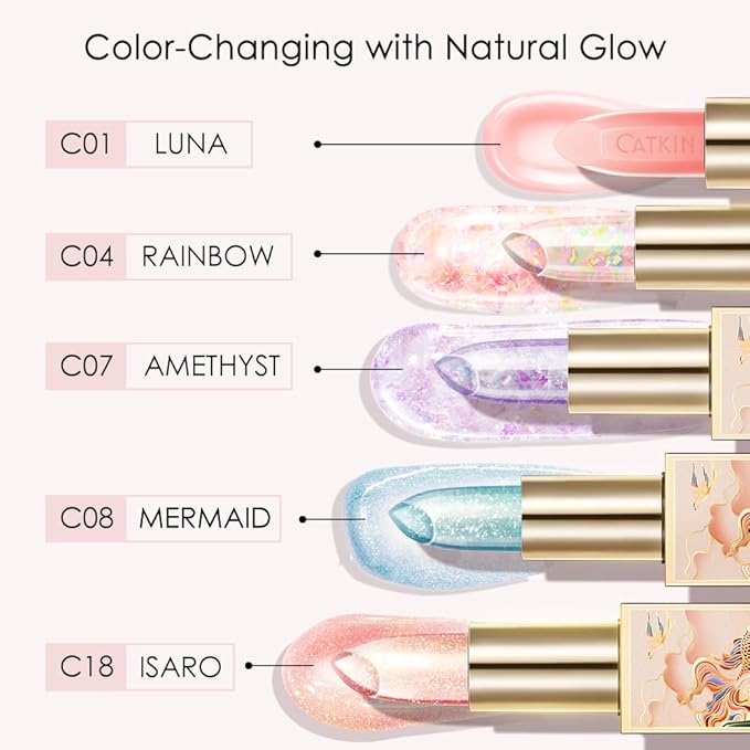 CATKINTinted Lip Balm Color Changing Lip Stain Ultra Hydrating Lip Moistrurizer Lip Care with Vitamin E Nourishing For Cracked & Dry Lips 0.12 oz C18 ISARO