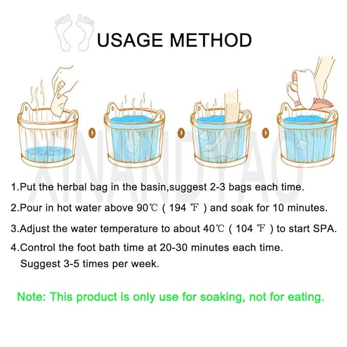 100Bags Mugwort Herb Foot Soak Chinese Herbal Foot Bath Spa Powder Kits Foot Reflexology Relax 艾草足浴泡脚