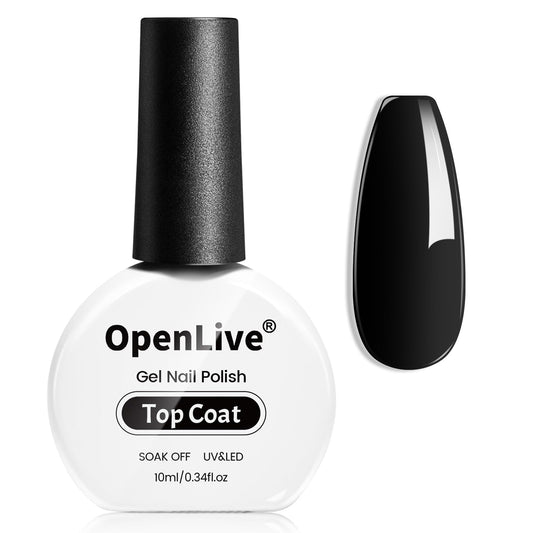 No Wipe Gel Top Coat - 10ml Clear Glossy High Shine Long Lasting Top Coat Gel Nail Polish Nail Manicure Soak Off Nail need U V Lamp