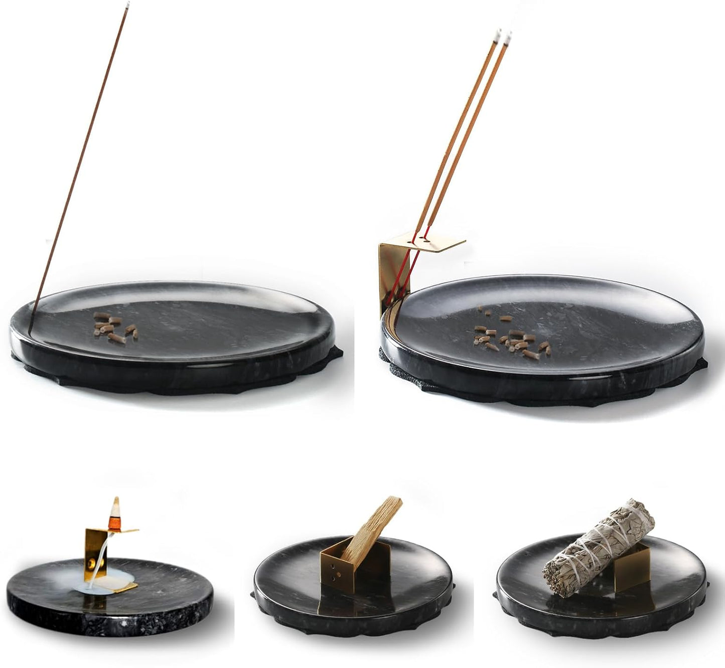 7.1-Inch Marble Incense Holder, Long Incense Holder for Sticks, Large Incense Sticks Holder for Meditation Yoga SPA, Incense Burne for Palo Santo/Sage/Cone/(Black)