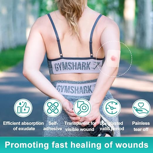 Dimora Hydrocolloid Wound Dressing, 10 Pcs Ultra Thin 4" x 4" Large Patch Bandages with Self-Adhesive, Fast Healing for Bedsore, Burn, Blister, Acne Care, Sterile and Waterproof