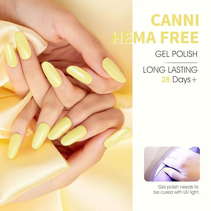 CANNI 6 Colors 9 ML Hema-Free Pastel Yellow Green Gel Nail Polish Set, Sage Forest Lime Green Pale Yellow Gel Polish Kit, Soak Off LED Nail Gel Manicure Kit DIY at Home Salon Gifts