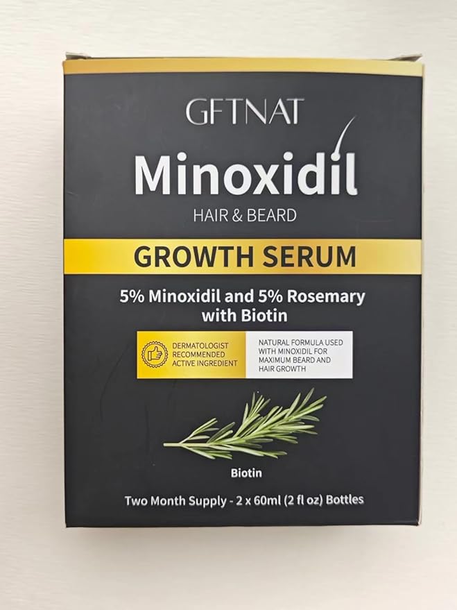 5% Minoxidil with Rosemary and Biotin for Men and Women Hair Growth,Beard Growth Kit,Scalp Serum for Thicker Fuller Hair
