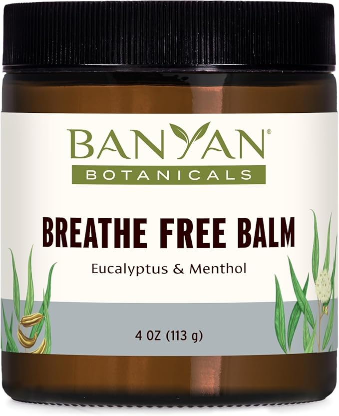 Banyan Botanicals Breathe Free Balm – 99% Organic, Natural Chest Rub with Eucalyptus & Menthol Crystals ­­– for Respiratory Relief & Easy Breathing – 4 oz. – Non GMO Sustainably Sourced Vegetarian