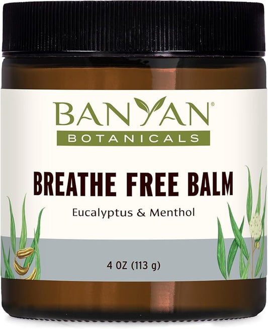 Banyan Botanicals Breathe Free Balm – 99% Organic, Natural Chest Rub with Eucalyptus & Menthol Crystals ­­– for Respiratory Relief & Easy Breathing – 4 oz. – Non GMO Sustainably Sourced Vegetarian