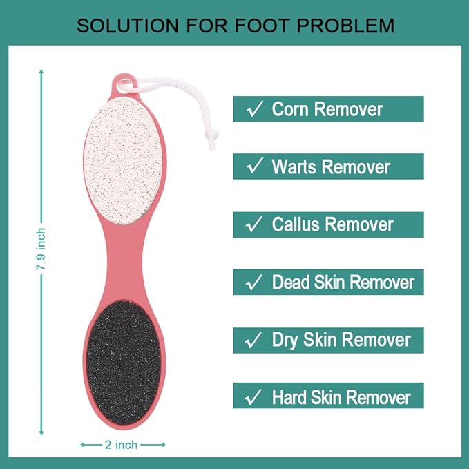CAREHOOD Foot File Callus Remover - Multi Purpose 4 in 1 Feet Pedicure Tools with Foot Scrubber, Pumice Stone, Foot Rasp and Sand Paper for Home Foot Care (Red Pedicure Foot File)