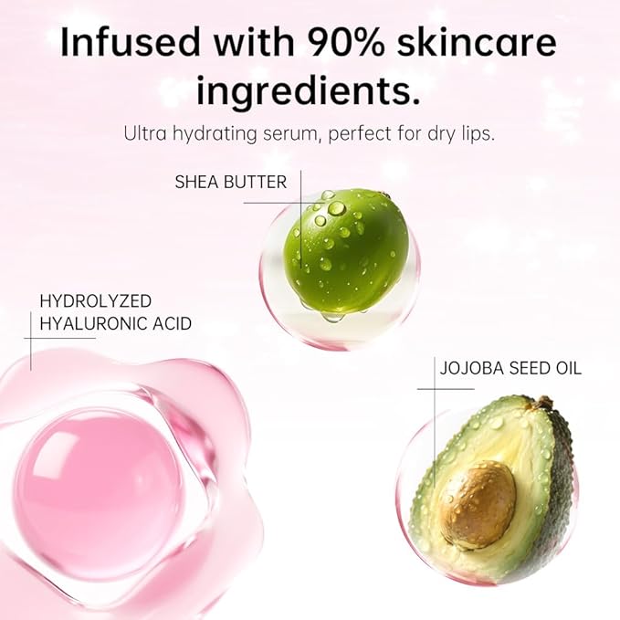 Catkin Lip Plumper Gloss, Tinted Lip Serum with Hyaluronic Acid & Jojoba Oil, Non-sticky Volumizing Hydrating Formula for a High Shine Maximum 3D Look, Plump & Soft Lips 0.12 Fl Oz - C07 Rose Agate